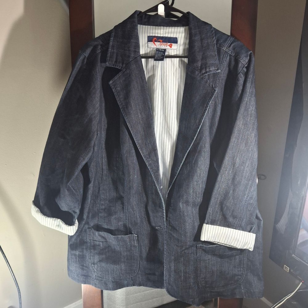 Wax Jean Navy Denim Jacket with Orange Logo Detail